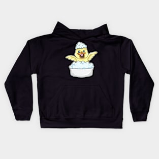 Duck at Bathing in Bathtub with Foam Kids Hoodie